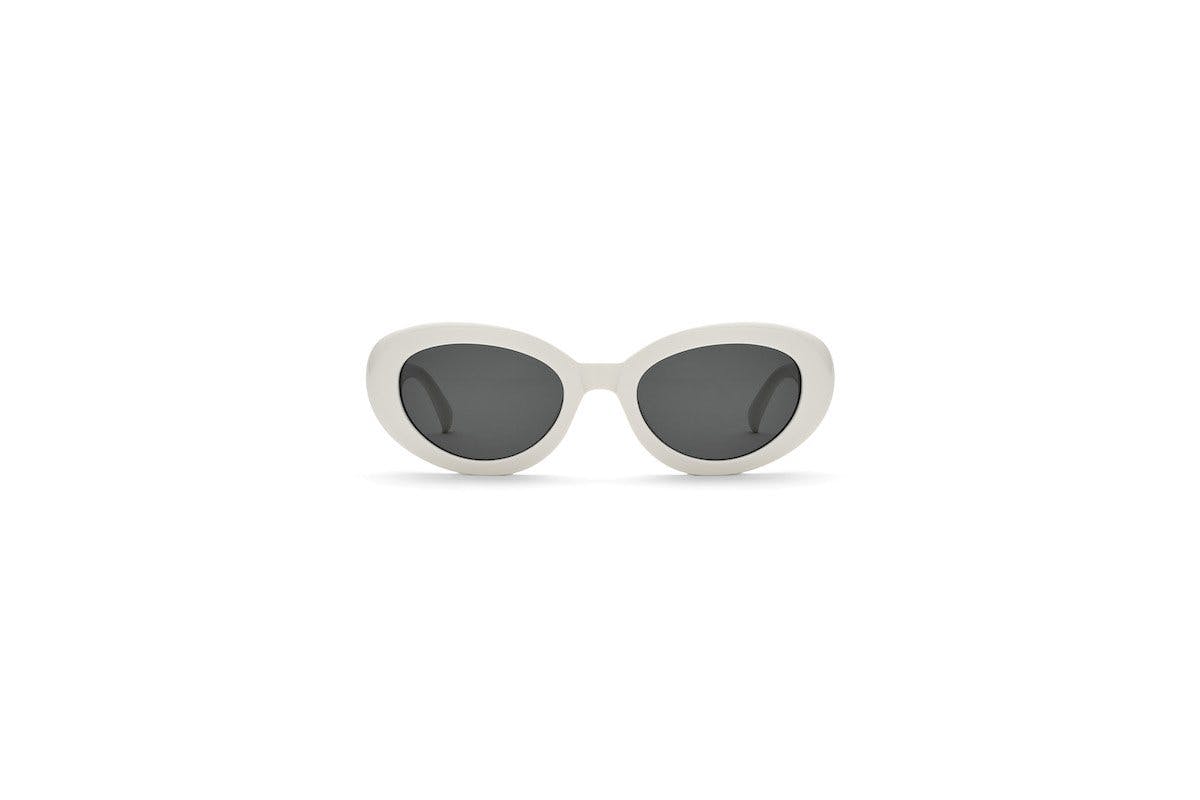 LN 017 SUN: Lunettes de soleil ovales vintage en acétate blanc