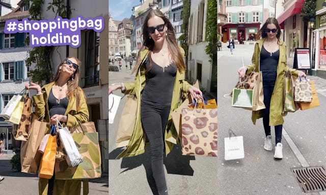 Voici comment cela fonctionne : de l'auriculaire à l'index, on tient l'anse. Le pouce ferme le tout. De cette façon, aucun sac ne tombera.