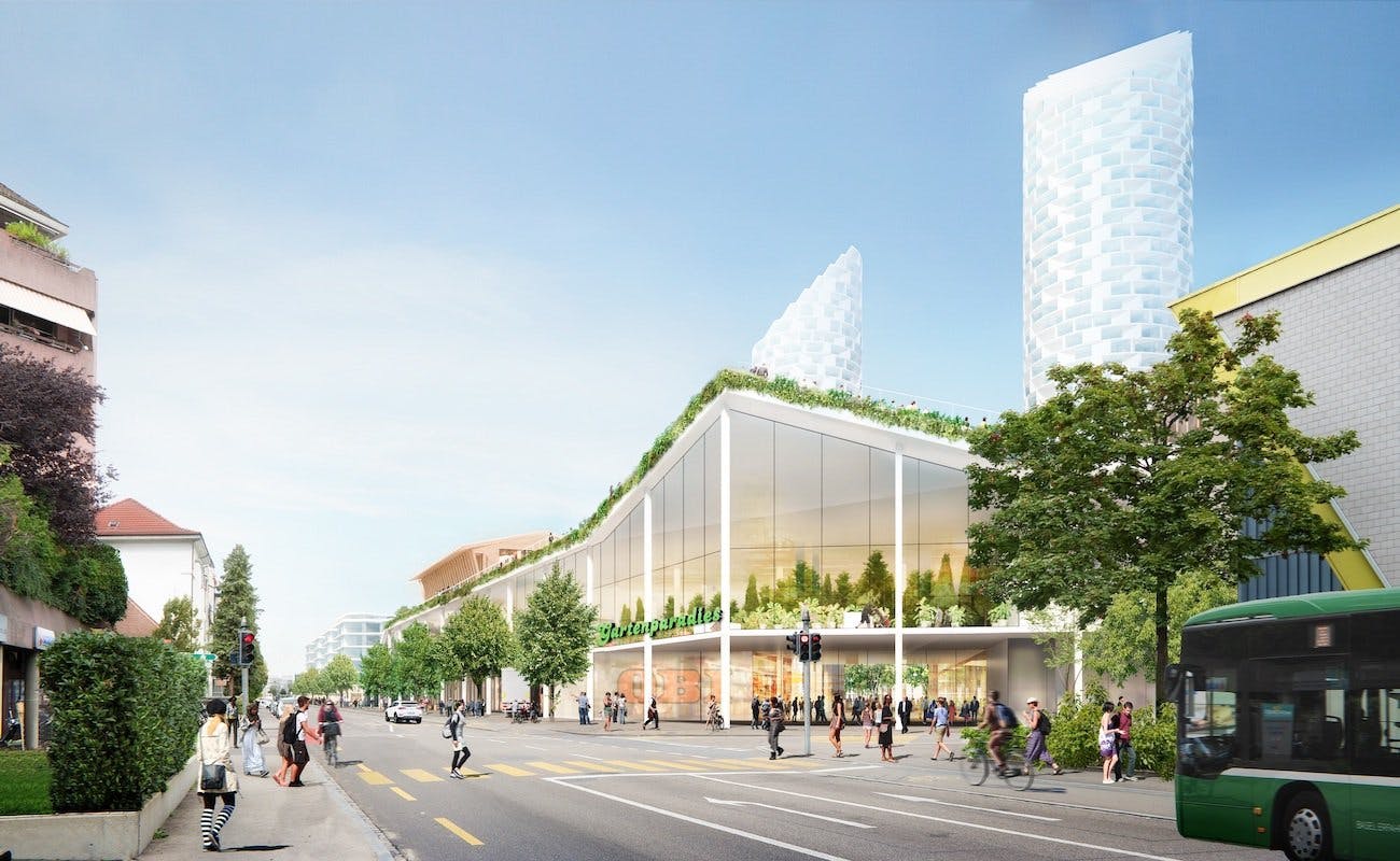 Das Quartier Dreispitz Nord ist gut angebunden an die Nachbarschaft. So öffnet sich der MParc neu zum Gundeli-Quartier. Das Weiterführen von Strassen...