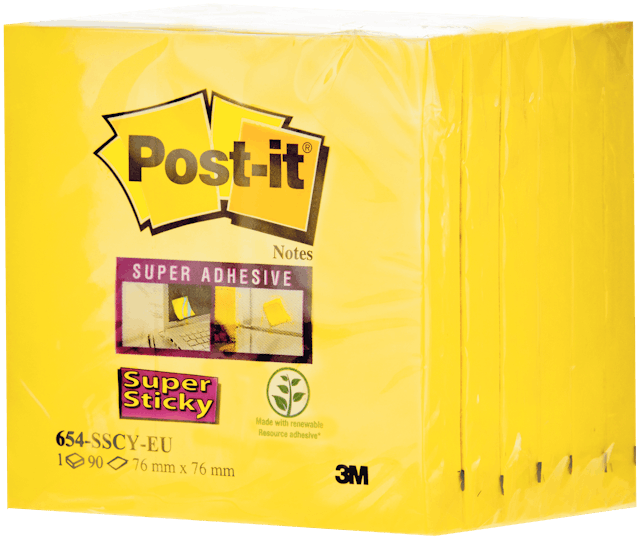 Post-it Super Sticky gialli (76 × 76 mm), fr. 12.50/6 pezzi, da Coop.