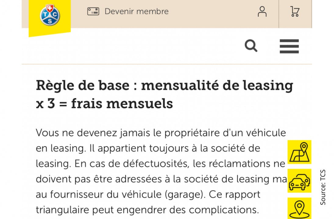 En plus du taux de leasing, il y a d'autres frais encourus comme par exemple: l'assurance, l’immatriculation, le service, les pneus, le changement de...