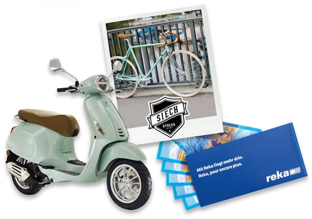 Die Hauptreise: Eine Vespa Primavera, Reka-Geld und ein Bike von Siech Cycles. Die Hauptreise: Eine Vespa Primavera, Reka-Geld und ein Bike von Siech Cycles.