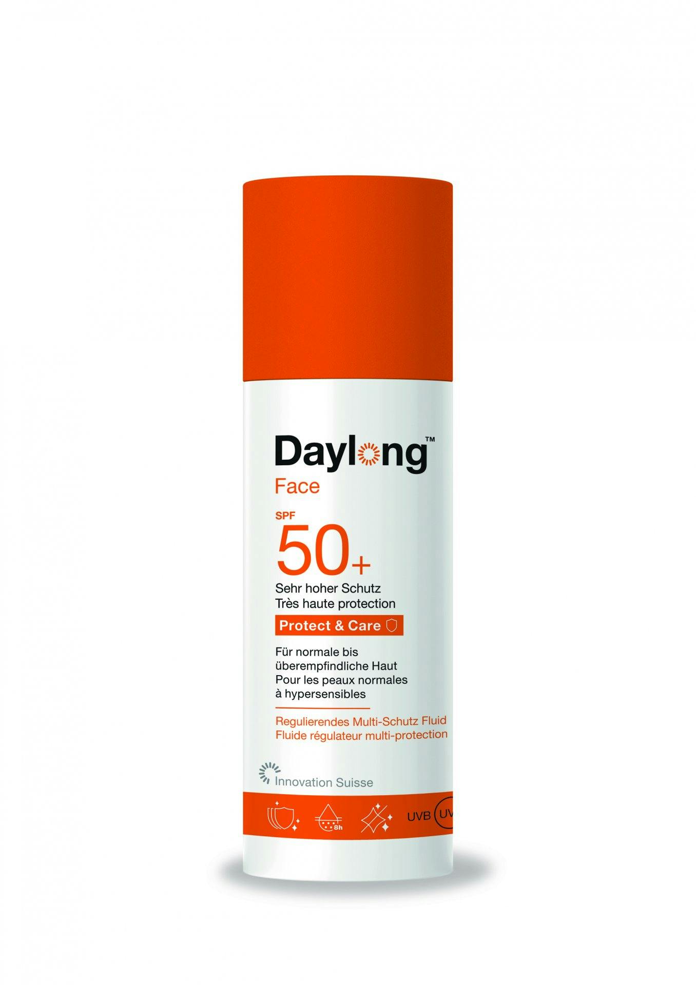 Das Daylong™ Multi-Schutz Fluid SPF 50+ ist der ideale Sonnenschutz, um sonnenbedingter Hautalterung vorzubeugen – an 365 Tagen im Jahr. Entwickelt für die tägliche Anwendung, schützt es nicht nur vor UVA-, UVB- und IR-Strahlen, sondern dank seines Multischutzkomplexes auch vor negativen Umwelteinflüssen und freien Radikalen.