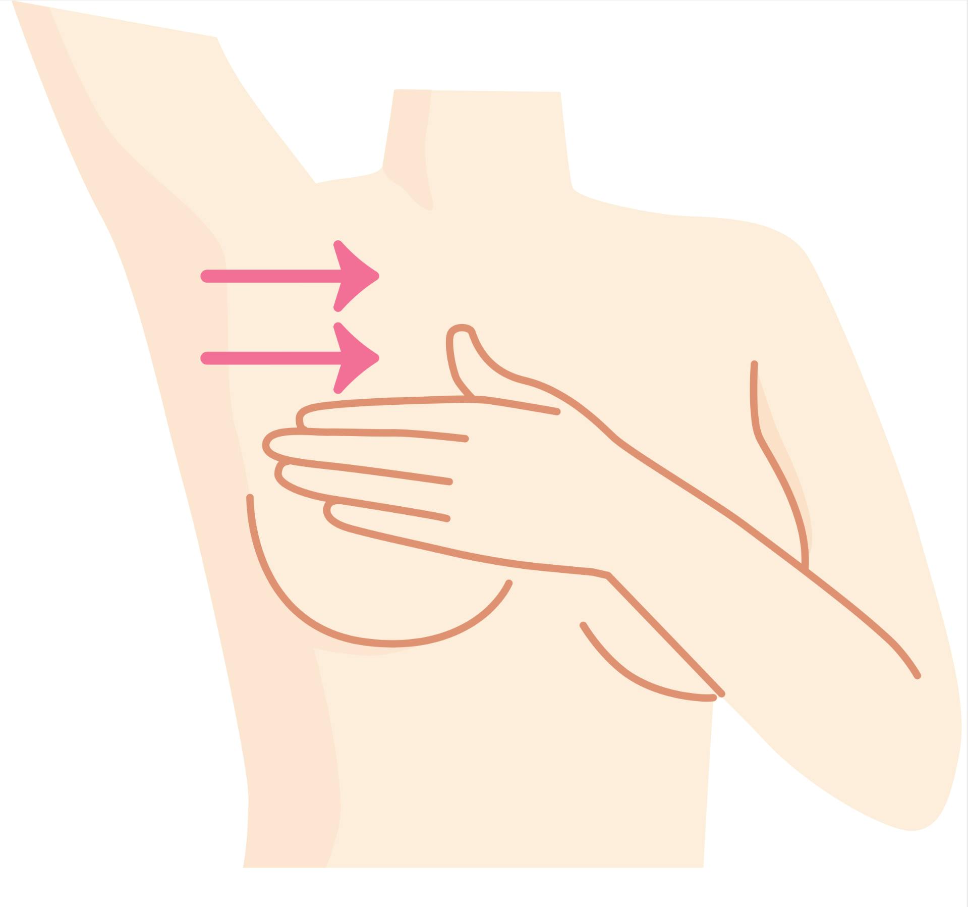 Spiegel Check: 
Schau dir deine Brust im Spiegel an. Kontrolliere den Brustbereich auf Veränderungen der Hautfarbe, Wölbungen oder Falten. Prüfe, ob s...