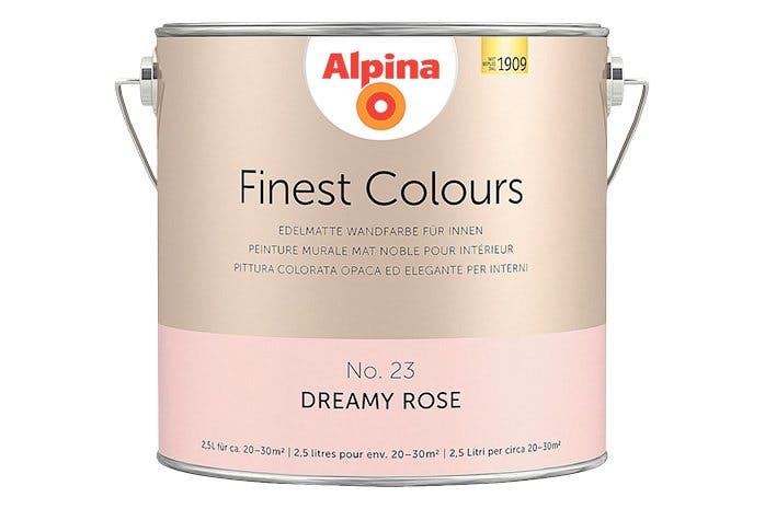 La vie en rose: Pittura FinestColours Dreamy Rose Alpina fr. 39.95 /2.5 l, da Coop edile+hobby.