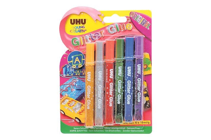 Pluie de paillettes: colle Uhu Glitter Glue Original, 5 fr. 95, Coop brico + loisirs.