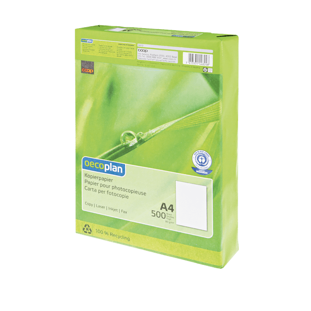 Papier Oecoplan A4 pour copies,
7 .95 francs/500 feuilles, ­
Coop brico + loisirs