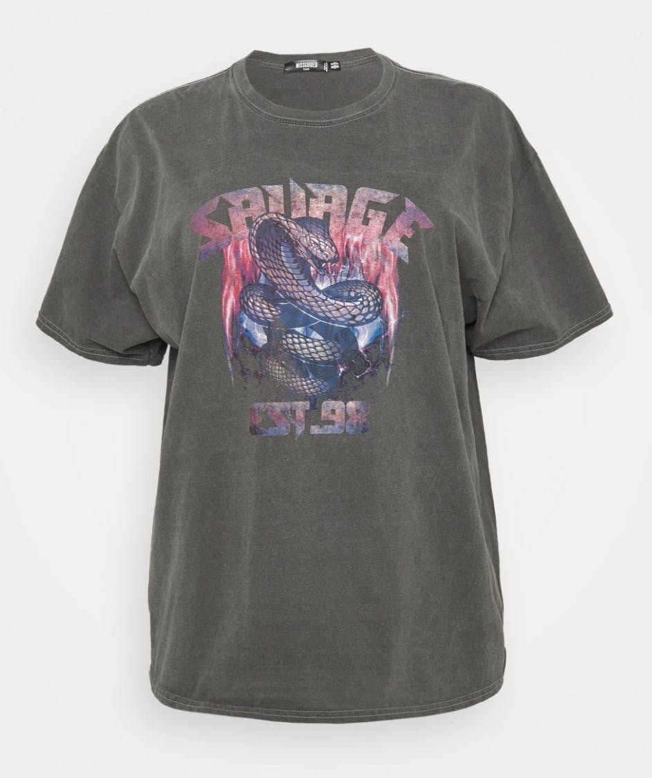 T-Shirt Imprimé, Savage Snake de Missguided Plus, Fr. 27.00.