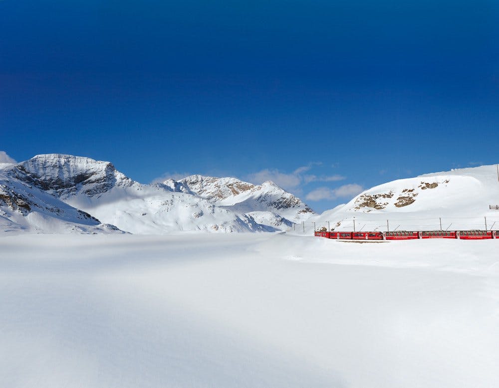 Unberührter Schnee: Auf dem Berninapass.
