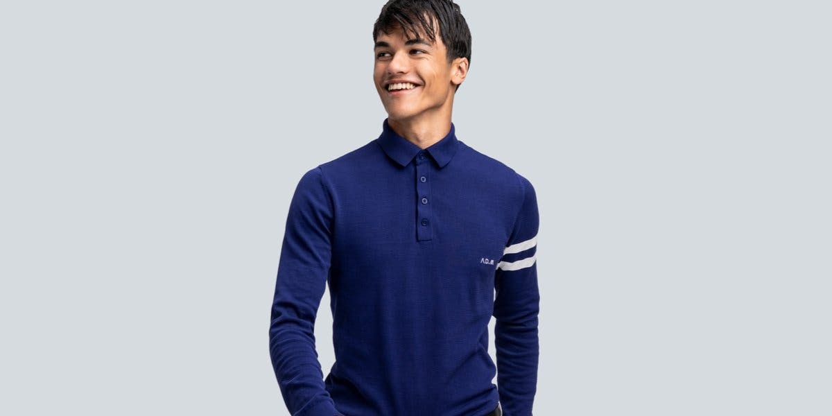 The Polo Longsleeve Mercerized - Seablue-Stripes	für 129 Franken.