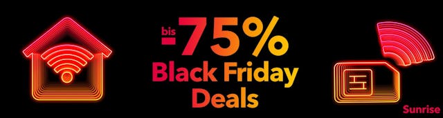 Bis zu 75 Prozent Rabatt bei Sunrise + bis zu 50 Franken Cashback
