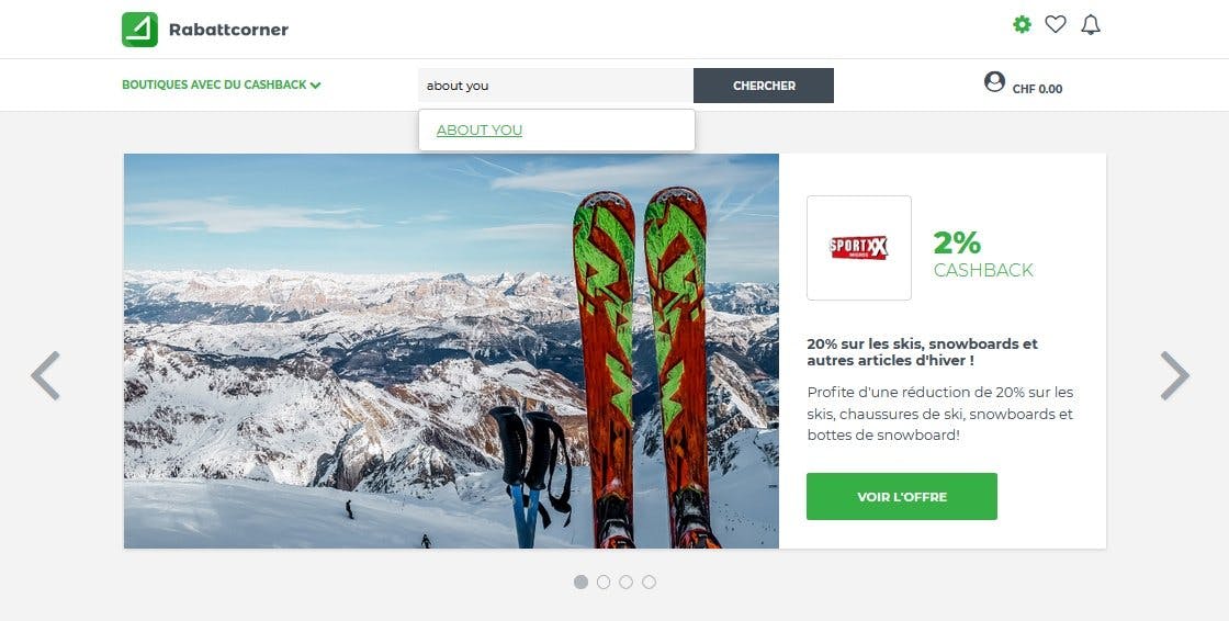 Sélectionne la boutique en ligne de ton choix. Tu peux par exemple choisir AliExpress, ABOUT YOU, ebookers et bien d'autres.