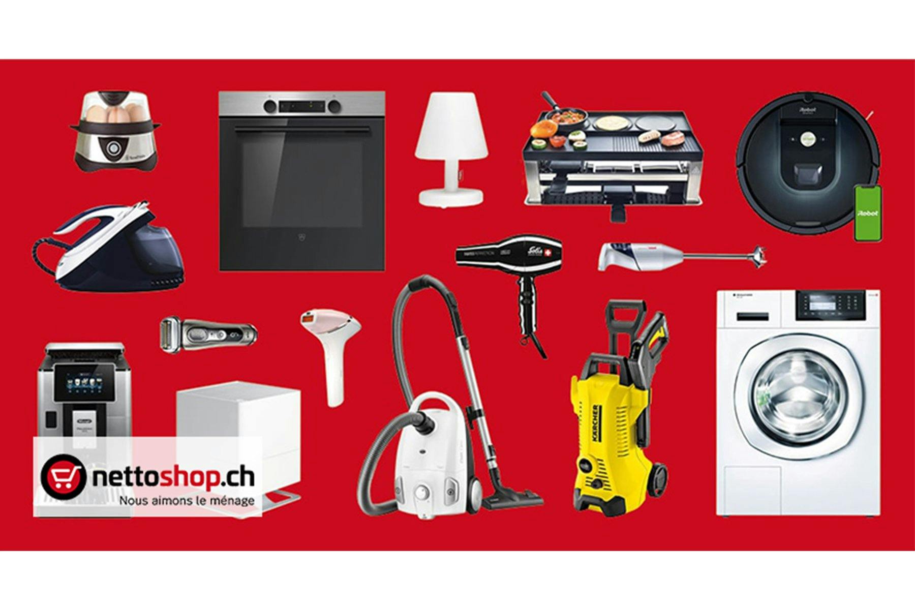 20 francs de rabais chez nettoshop.ch: achète maintenant dans le shop en ligne n° 1 pour les appareils ménagers et économise 20 francs sur ton achat.