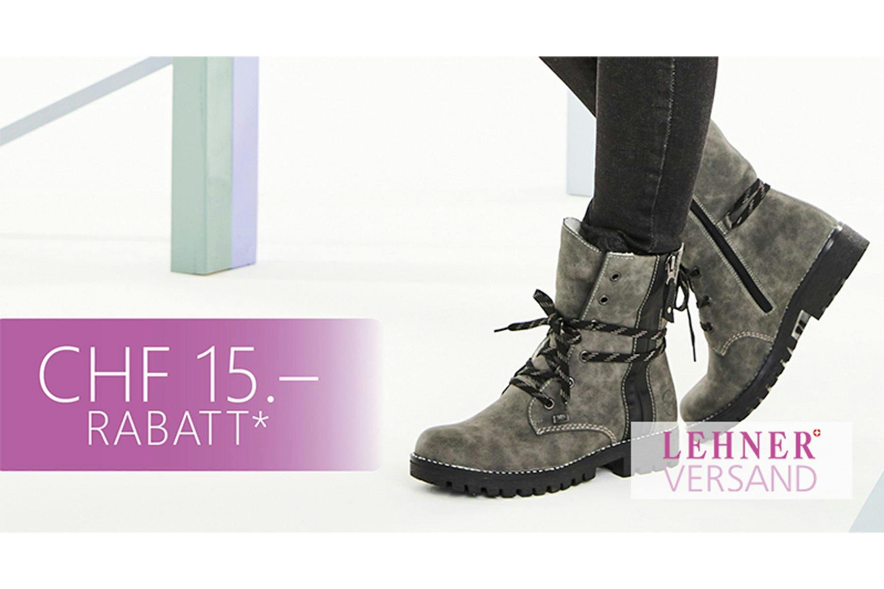 15 Franken Gutschein bei Lehner Versand:  Shoppe jetzt winterfeste und modische Schuhe und profitiere von 15 Franken Rabatt.