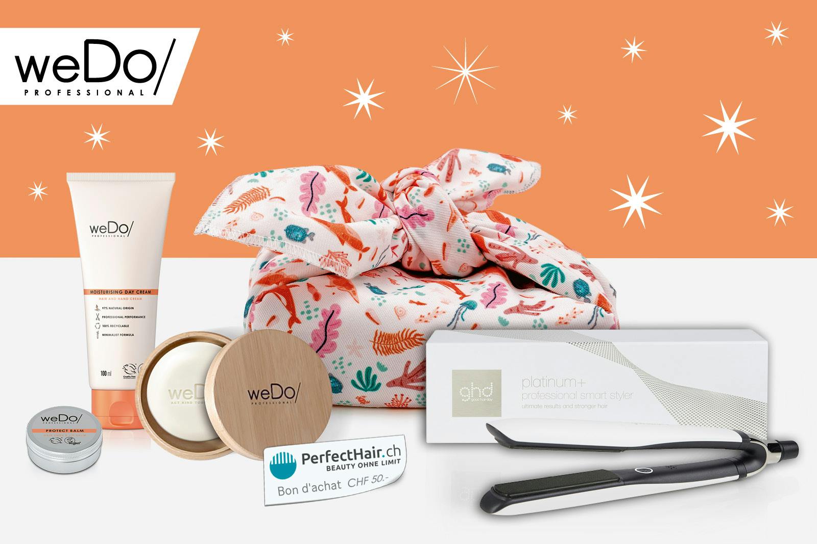 Le set de soins contient notamment un styler ghd Platinum+ blanc.