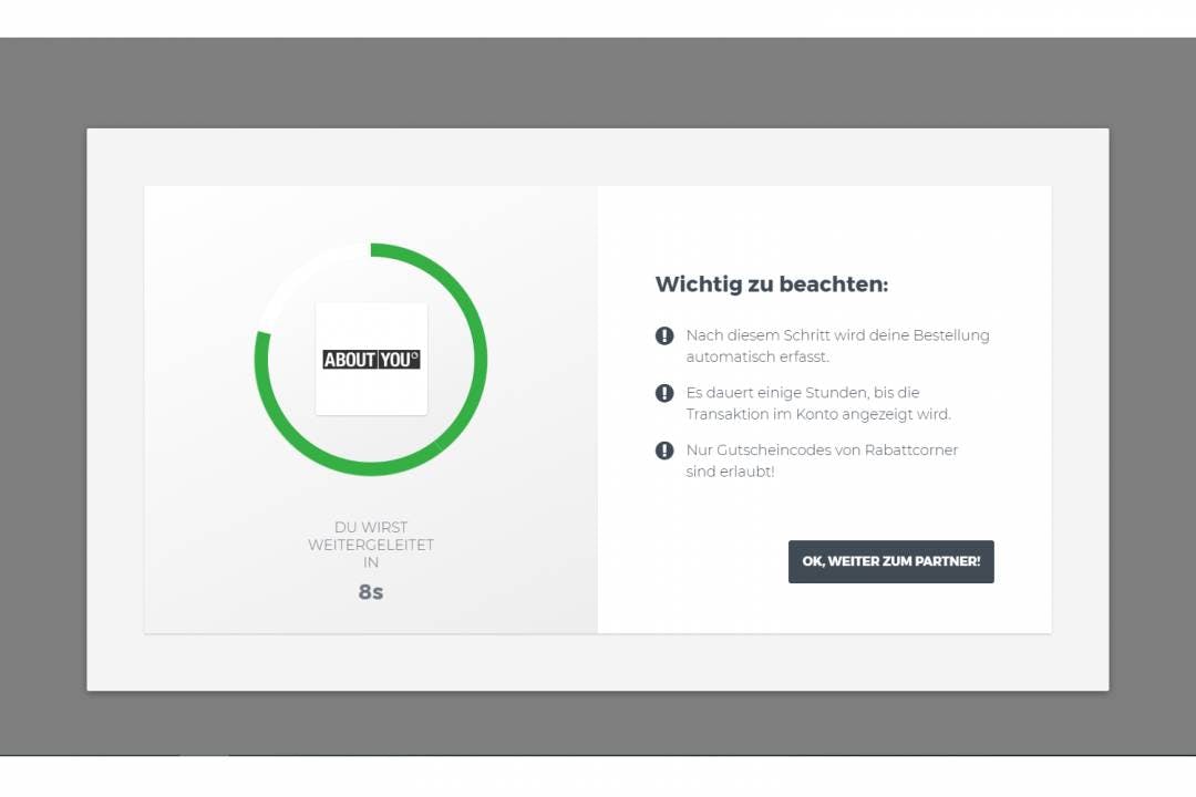 Du wirst via Rabattcorner auf den Shop weitergeleitet. Dafür erhält Rabattcorner eine Vermittlungsprovision, welche mit dir geteilt wird.