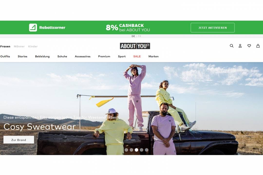 Besuche über Rabattcorner die Webseite deiner Wahl oder aktiviere deinen Cashback mit der Navigationserweiterung.