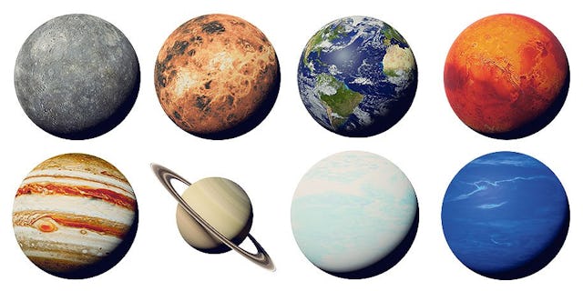 Merkur, Venus, Erde, Mars, Jupiter, Saturn, ­Uranus, Neptun