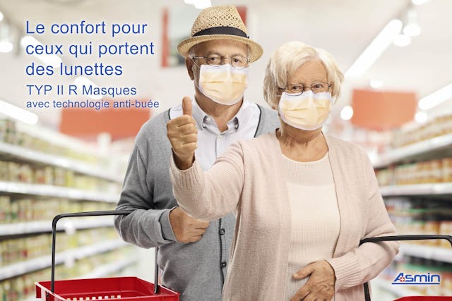 Protégé contre le Covid-19 mais aveuglé par la buée? Pas avec les masques d’Asmin!