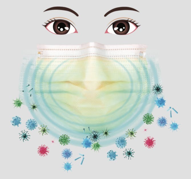 La plus grande efficacité de filtration bactérienne (BFE ≥ 99,9%) a un effet positif sur la protection contre les aérosols.