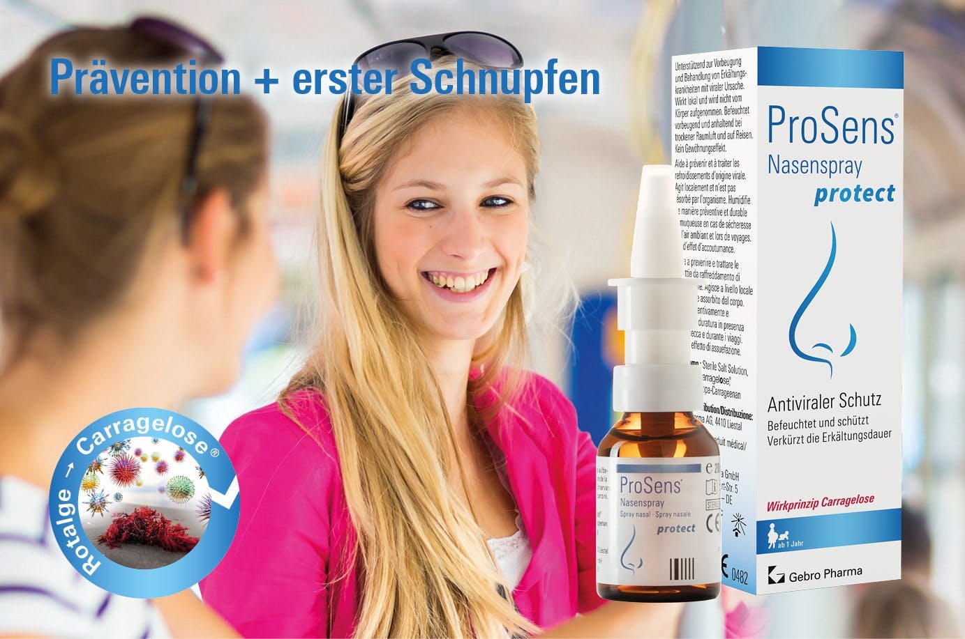 ProSens® Nasenspray protect wird beim ersten Schnupfen angewendet, 3 x täglich je einen Sprühstoss pro Nasenloch; morgens, mittags, abends. Die Dosier...