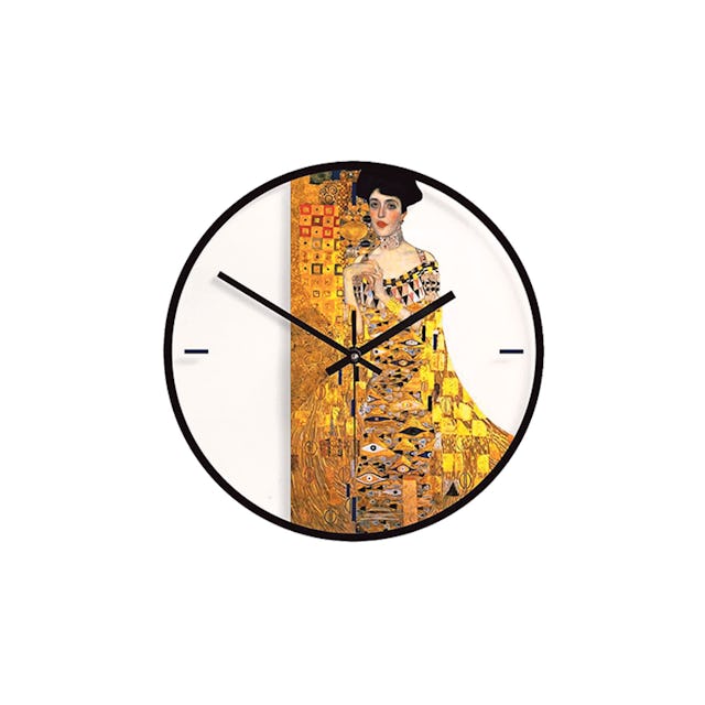 Zeit für Kunst: Trenddeko Klimt – Bildnis der Adele Bloch-Bauer Wanduhr (30 cm), Fr. 69.95, icrospot.ch. Zeit für Kunst: Trenddeko Klimt – Bildnis der Adele Bloch-Bauer Wanduhr (30 cm), Fr. 69.95, icrospot.ch.