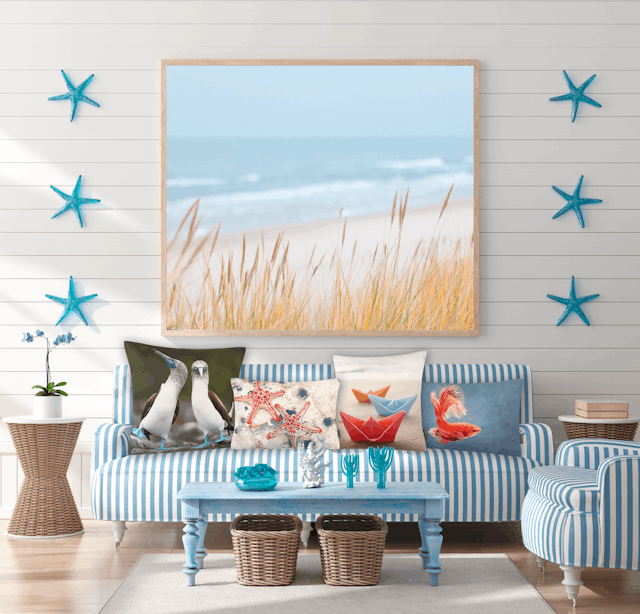 Maritime Motiv-Kissen wecken das Urlaubsgefühl. Maritime Motiv-Kissen wecken das Urlaubsgefühl.