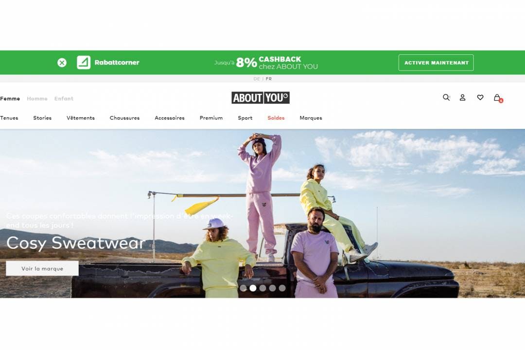 Rends-toi sur le site de ton choix via Rabattcorner ou active ton cashback avec l’extension de navigation.