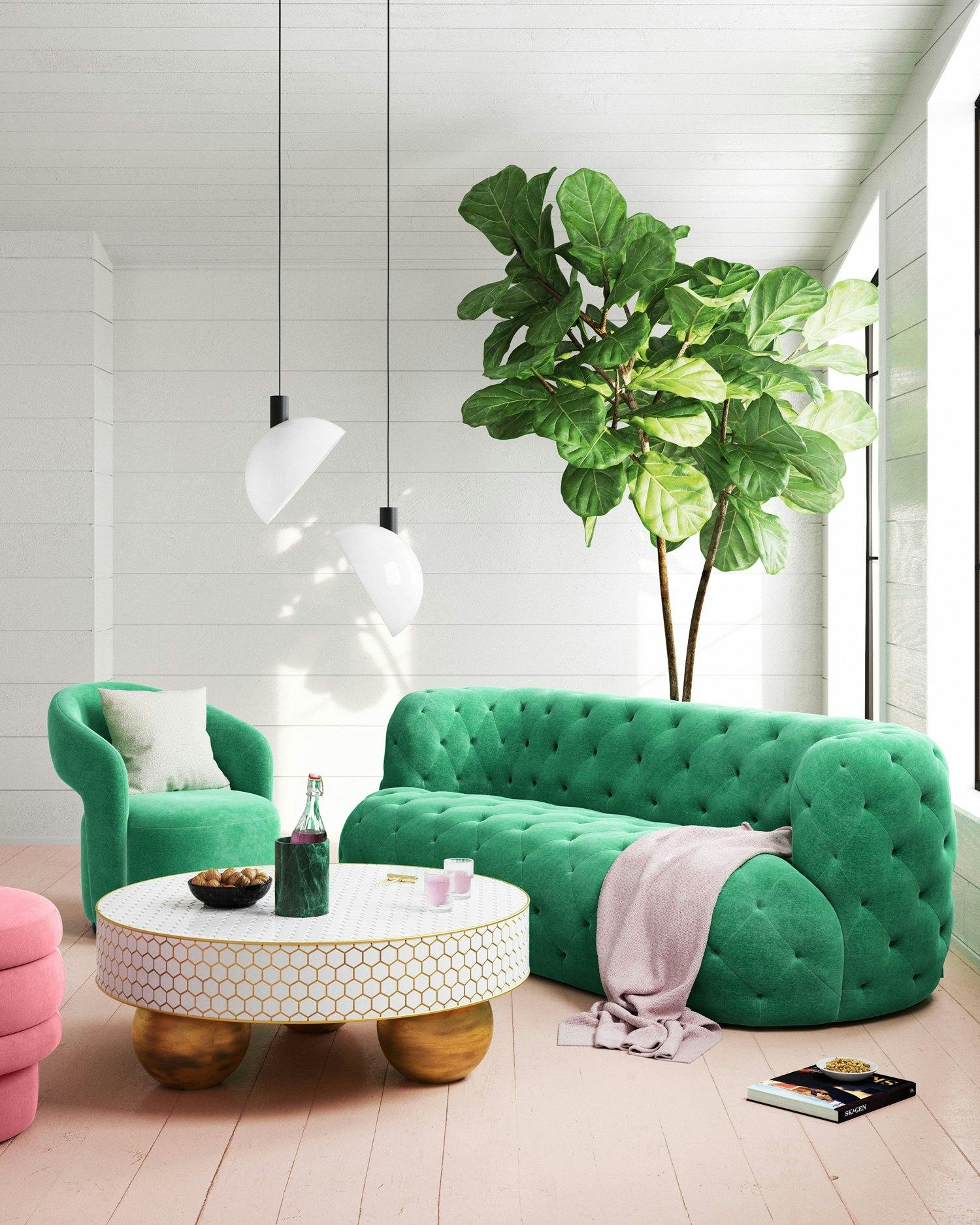 3er Sofa ABBY in Moss Grass Green, 1799 Franken