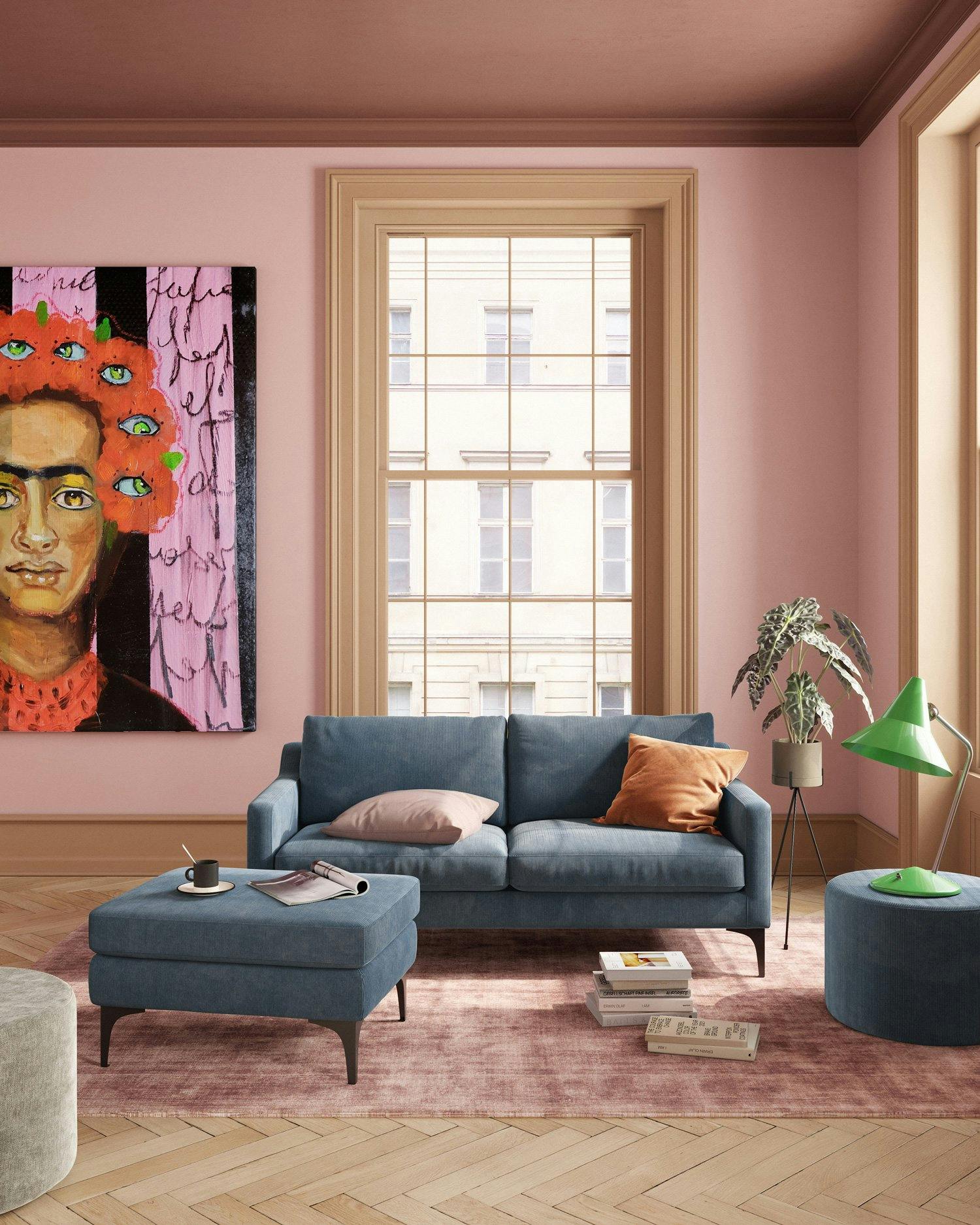 3er Sofa ASTHA in Sorrento Steel Blue, 1499 Franken