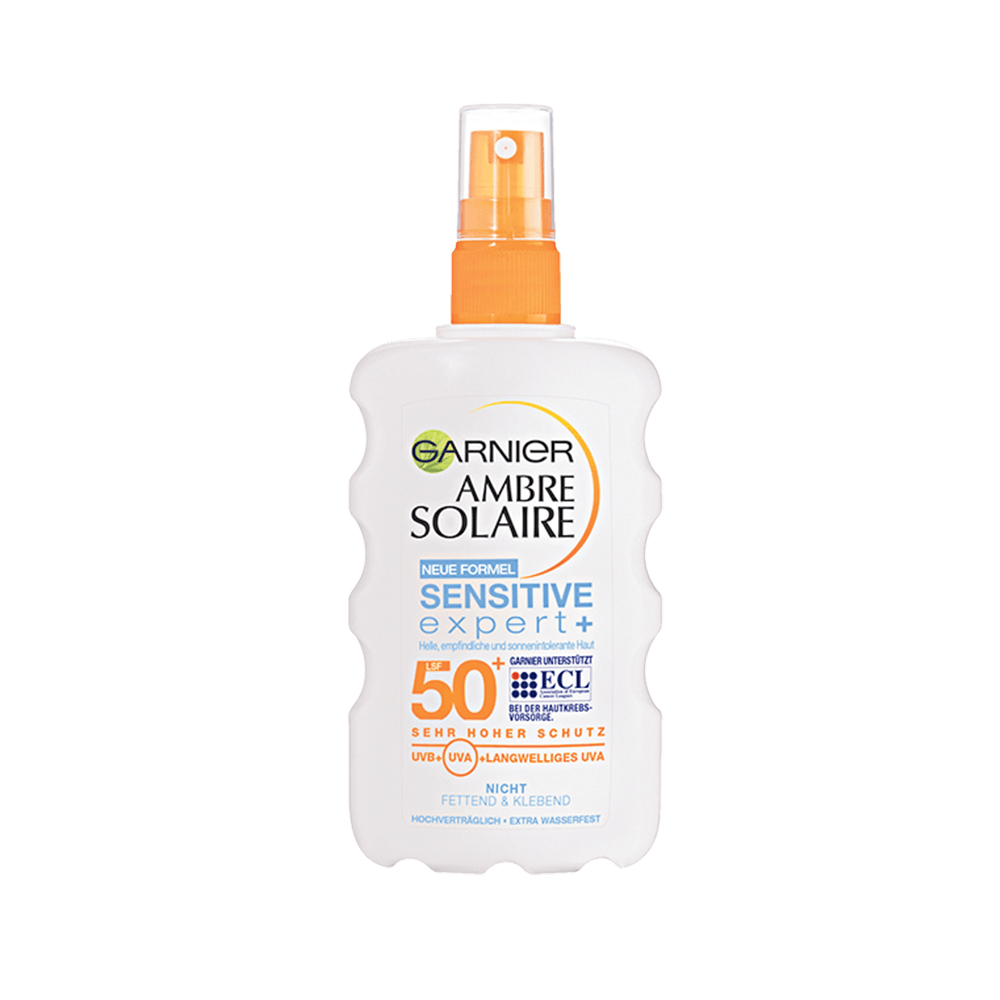 Wichtig!
Ambre-Solaire-Sonnencreme
Sensitive Spray SF50+,
Fr. 19.95 / 200 ml,
bei Coop.