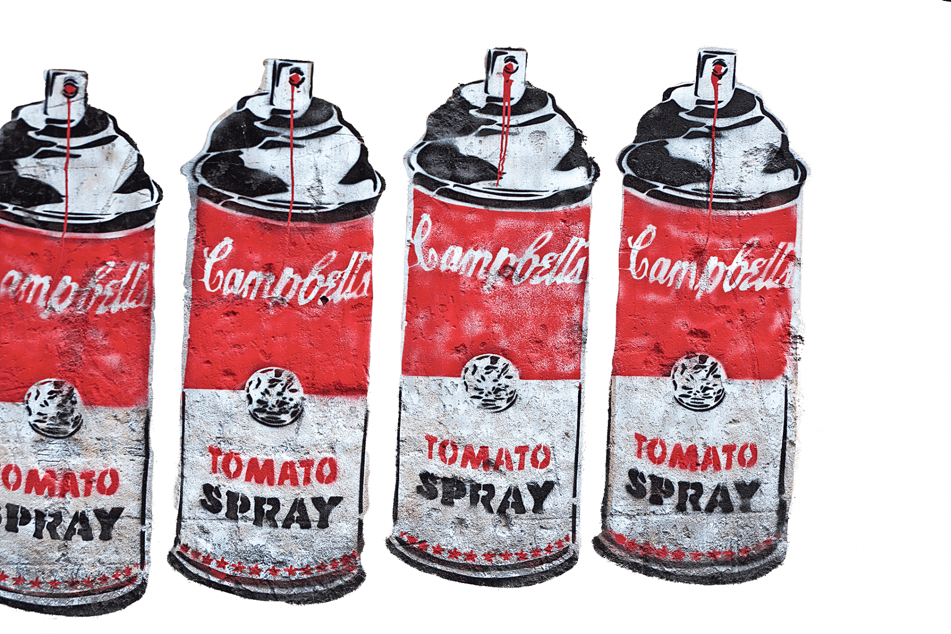 Clin d’œil à Andy Warhol, œuvre au pochoir attribuée à Banksy.