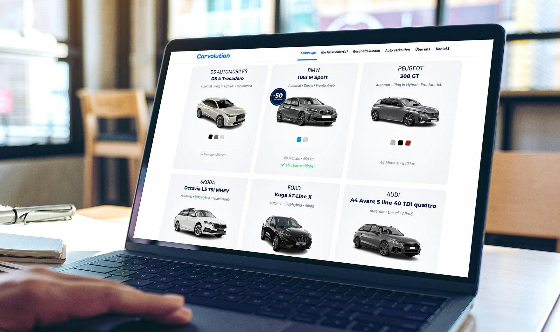 Auf Carvolution.ch können über 70 verschiedene Modelle unterschiedlichster Marken ausgesucht werden.