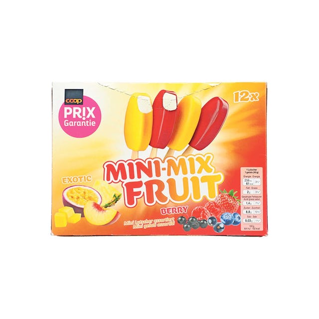Freddo dentro: gelati alla frutta Prix Garantie, 12 x 50ml, fr. 4.30, da Coop.