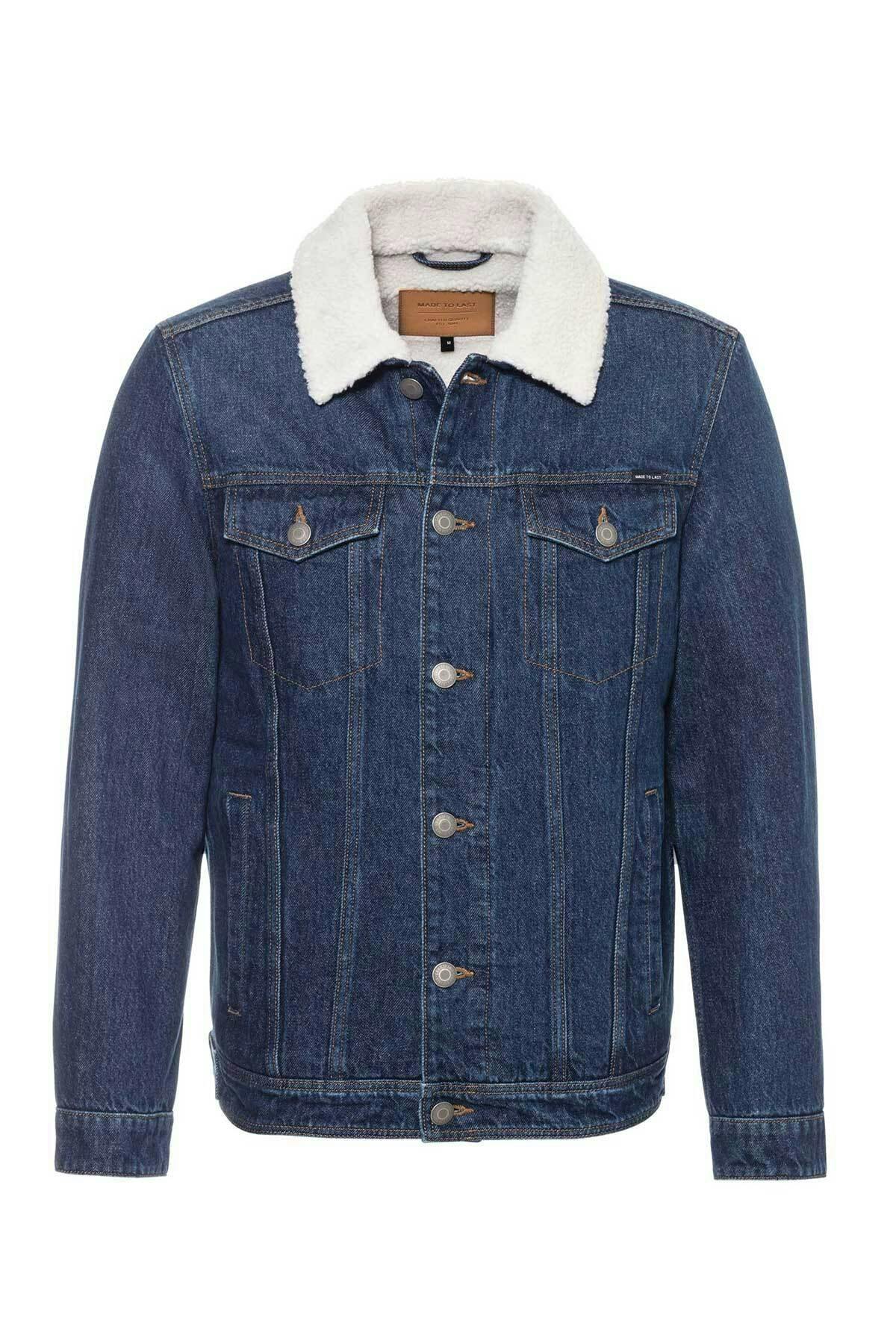 Elle te tient chaud quand le thermomètre descend: Denim Sherpa Jacket en mid blue, 69.95 francs sur