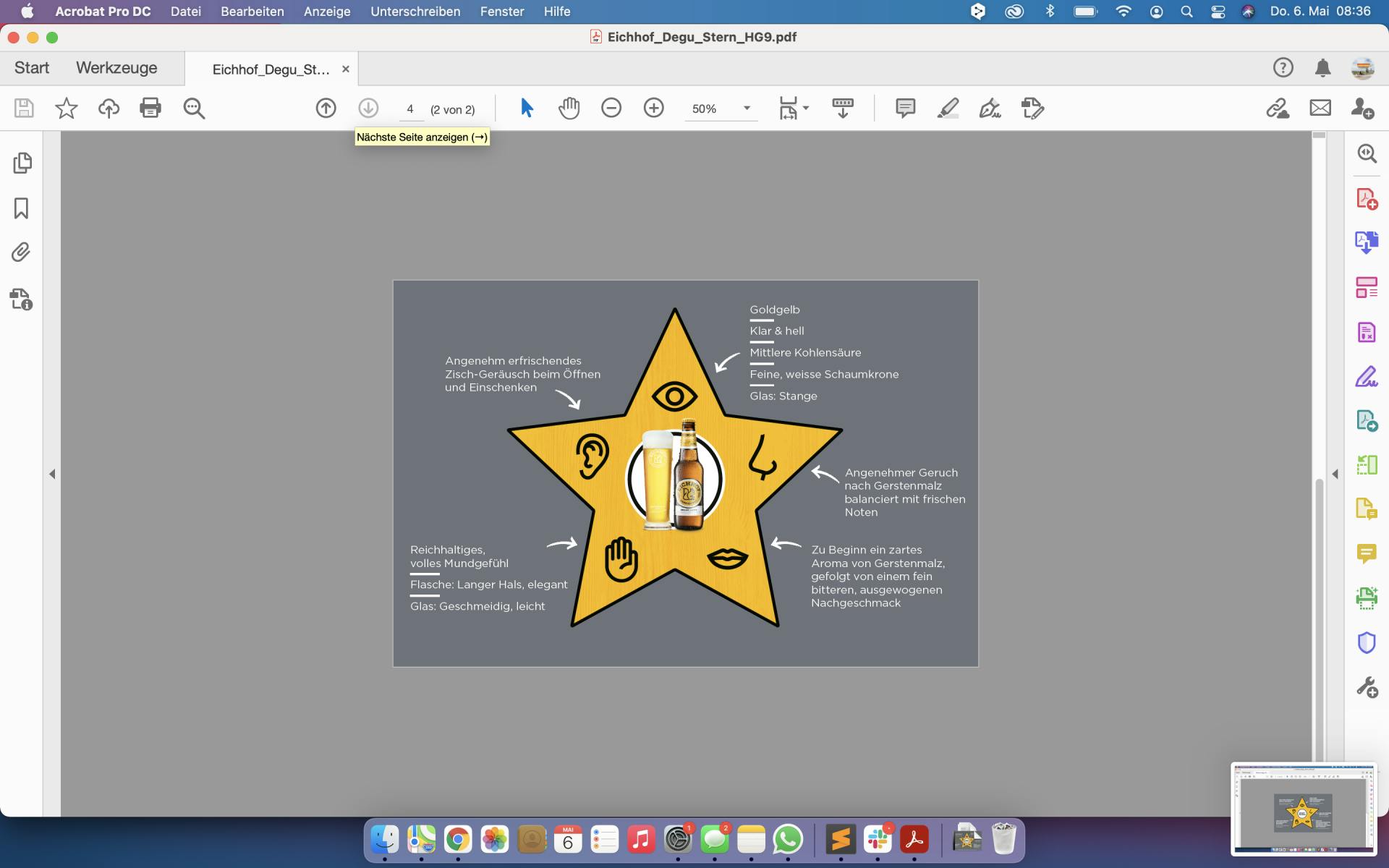 Zur Veranschaulichung ein kurzes Beispiel von einer sensorischen Bewertung des Eichhof Lager.