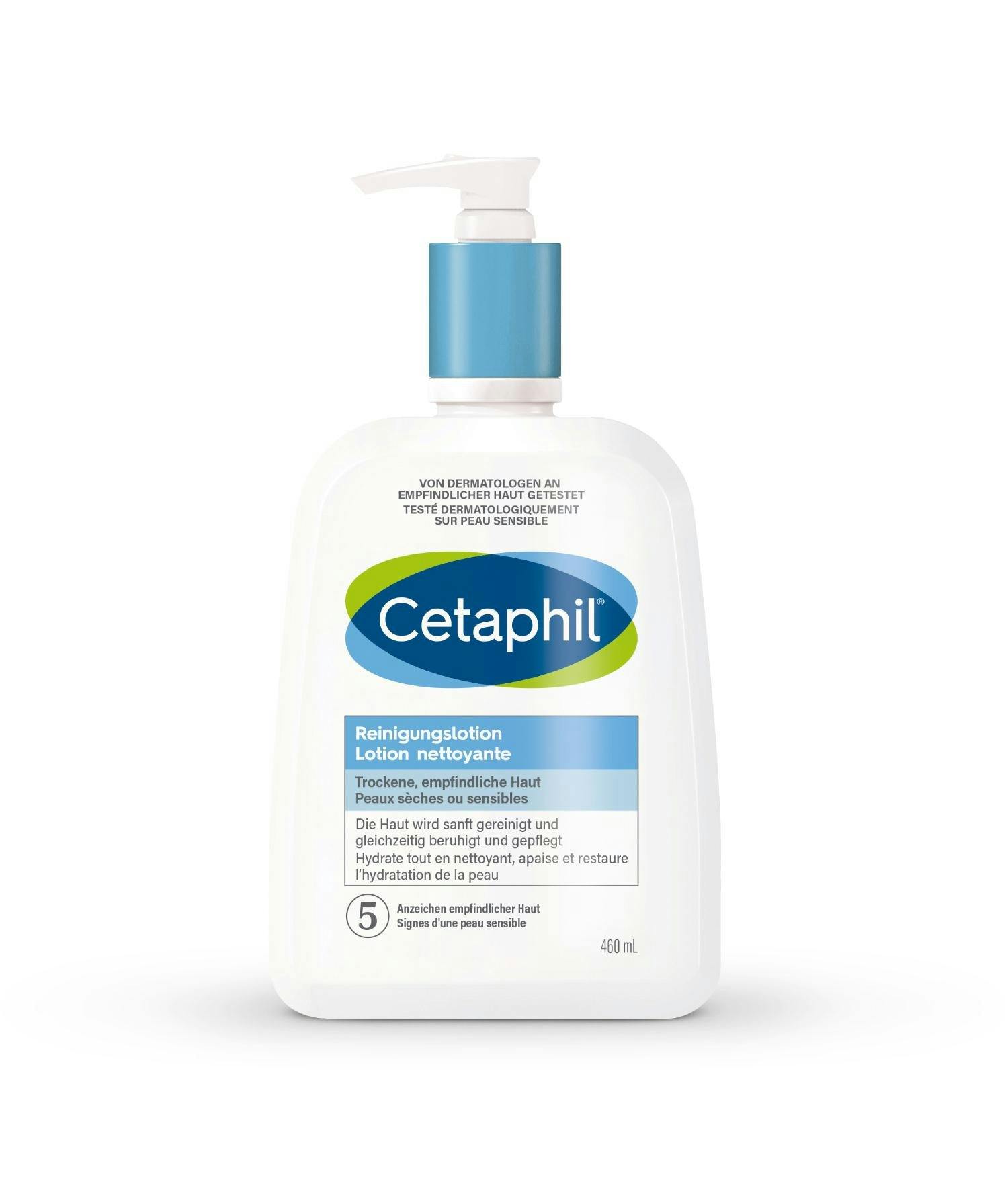 Damit deine Haut die Feuchtigkeit auch aufnehmen kann, muss der Schmutz zuerst runter: Reinigungslotion, Fr. 21.90 von Cetaphil®.