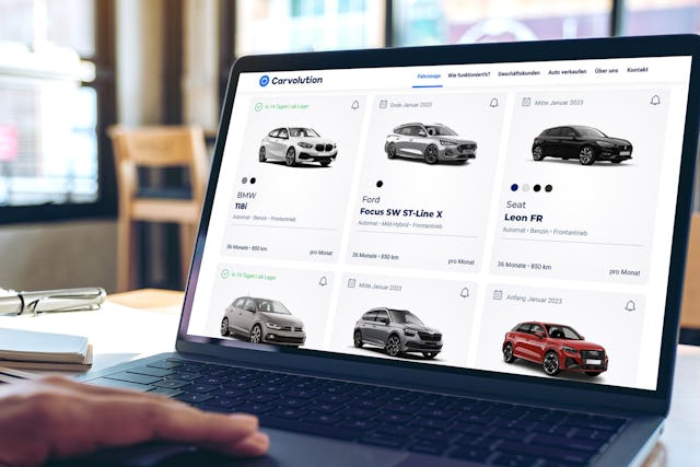 Kundinnen und Kunden können ganz einfach auf Carvolution.ch aus über 70 Modellen diverser Automarken ein passendes Auto aussuchen und ihr Abo online konfigurieren. Kundinnen und Kunden können ganz einfach auf Carvolution.ch aus über 70 Modellen diverser Automarken ein passendes Auto aussuchen und ihr Abo online k...
